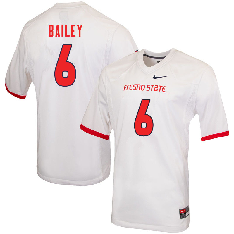 Men #6 Levelle Bailey Fresno State Bulldogs College Football Jerseys Sale-White